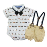 100 Cotton Romper+Shorts+Bow Tie Clothing Sets Baby Boy Clothes Summer