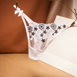 Sexy Lace Floral Thong Ladies Panties Embroidered Mesh Yarn Perspective Young Women Girls Underwear Hot T Pants G-String Thongs