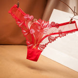 Sexy Lace Floral Thong Ladies Panties Embroidered Mesh Yarn Perspective Young Women Girls Underwear Hot T Pants G-String Thongs