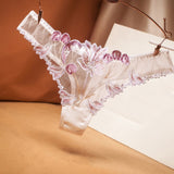 Sexy Lace Floral Thong Ladies Panties Embroidered Mesh Yarn Perspective Young Women Girls Underwear Hot T Pants G-String Thongs