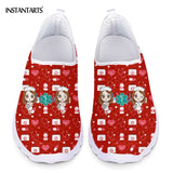 INSTANTARTS New Cartoon Nurse Doctor Print Women Sneakers Slip On Light Mesh Shoes Summer Breathable Flats Shoes Zapatos planos