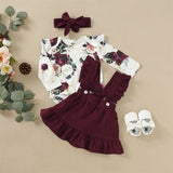Newborn  Baby Girl Clothes Set Floral Bodysuit Romper Jumpsuit Tops T Shirt  Skirts Bow Headband Summer Baby Outfit