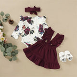 Newborn  Baby Girl Clothes Set Floral Bodysuit Romper Jumpsuit Tops T Shirt  Skirts Bow Headband Summer Baby Outfit