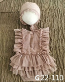0-1Month Newborn Photography Props Baby Hat Headband Lace Romper Bodys