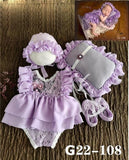 0-1Month Newborn Photography Props Baby Hat Headband Lace Romper Bodys