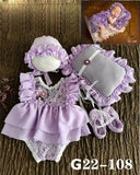 0-1Month Newborn Photography Props Baby Hat Headband Lace Romper Bodys