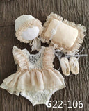 0-1Month Newborn Photography Props Baby Hat Headband Lace Romper Bodys