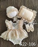 0-1Month Newborn Photography Props Baby Hat Headband Lace Romper Bodys