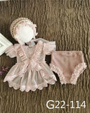 0-1Month Newborn Photography Props Baby Hat Headband Lace Romper Bodys