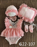 0-1Month Newborn Photography Props Baby Hat Headband Lace Romper Bodys