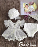 0-1Month Newborn Photography Props Baby Hat Headband Lace Romper Bodys