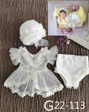 0-1Month Newborn Photography Props Baby Hat Headband Lace Romper Bodys