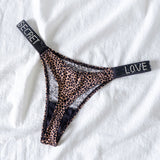 Sexy Women Pantie Crystal Rhinestone Underwear Fitness Gym Thongs Low Rise Fashion Tanga for Female Push Up Lingerie with Letter