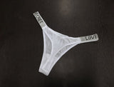 Sexy Women Pantie Crystal Rhinestone Underwear Fitness Gym Thongs Low Rise Fashion Tanga for Female Push Up Lingerie with Letter
