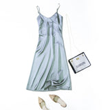 Toppies 2021 Women Satin Dress Party Luxury Shiny Sundress Sexy Imitation Silk Fashion Ladies Dress