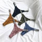 Sexy Women Pantie Crystal Rhinestone Underwear Fitness Gym Thongs Low Rise Fashion Tanga for Female Push Up Lingerie with Letter