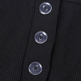 WannaThis Knee-Length Dress Knitted Elastic Sleeveless Bodycon elegant Women 2019 Summer Sexy V-Neck Button Party Slim Dresses