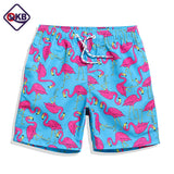 QIKERBONG Men Beach Shorts Board Trunks Shorts Casual Quick Drying Male Swimsuits Bermuda flamingo fashion print Active shorts - ENSEIGNE DENIS