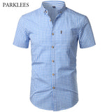 Small Plaid Shirt Men Summer New Short Sleeve Cotton Mens Dress Shirts Casual Button Down Chemise Homme Camisa Masculina XXXL - ENSEIGNE DENIS