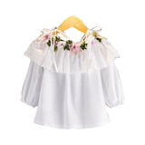 DFXD 2017 Spring Summer Baby Girl White Long Sleeve Off Shoulder