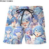 Anime Zero Ram Rem Board Shorts Anime Swimwear Quick Drying Swimsuits Male Anime Beach Boxer Trunks Shorts 3D Printed jogger - ENSEIGNE DENIS