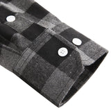 Dioufond Mens Pocket Flannel Plaid Cotton Shirt Long Sleeve Checkered Casual Slim Fit Black Warm Autumn Winter Shirts New
