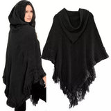 New Women Ladies Tassel Cape Coat Fringe Poncho Oblique Stripe Coat Bohemian Shawl Scarf - ENSEIGNE DENIS