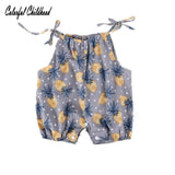 Baby Bodysuit Cute Pineapple Pattern Print Suspender Jumpsuit