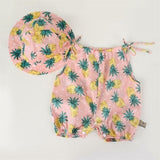 Baby Bodysuit Cute Pineapple Pattern Print Suspender Jumpsuit