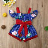 Kids Baby Girl Clothes Off Shoulder Flower Brightful Baby Rompers