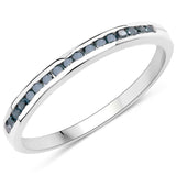 0.20 Carat Genuine Blue Diamond .925 Sterling Silver Ring