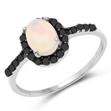 0.69 Carat Genuine Ethiopian Opal and Black Diamond .925 Sterling