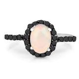 0.69 Carat Genuine Ethiopian Opal and Black Diamond .925 Sterling