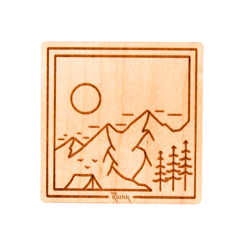Base Camp Square Wood Sticker