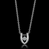 TS572 - Rhodium 925 Sterling Silver Necklace with AAA Grade CZ  in