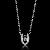 TS572 - Rhodium 925 Sterling Silver Necklace with AAA Grade CZ  in