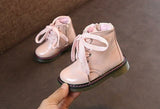 Fashion Children Boots Girls Boys Waterproof Leather Zipper Rubber Mar