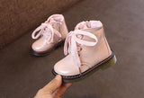 Fashion Children Boots Girls Boys Waterproof Leather Zipper Rubber Mar