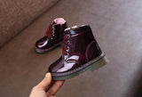 Fashion Children Boots Girls Boys Waterproof Leather Zipper Rubber Mar
