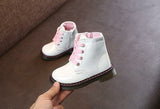 Fashion Children Boots Girls Boys Waterproof Leather Zipper Rubber Mar