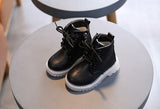 Fashion Children Boots Girls Boys Waterproof Leather Zipper Rubber Mar