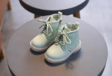 Fashion Children Boots Girls Boys Waterproof Leather Zipper Rubber Mar