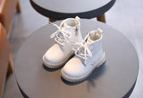 Fashion Children Boots Girls Boys Waterproof Leather Zipper Rubber Mar
